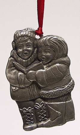 Wallace Pewter Christmas Ornament Boy And Girl Carolers - No Box