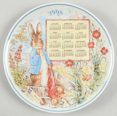 Peter Rabbit Calendar Plate 1998 - Boxed