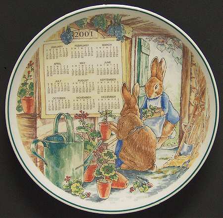 Peter Rabbit Calendar Plate 2001 - Boxed