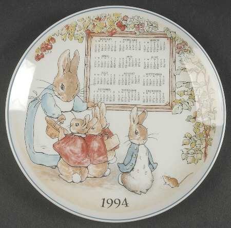 Peter Rabbit Calendar Plate 1994 - No Box
