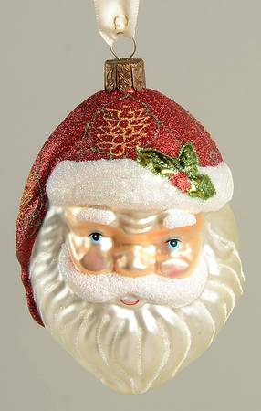 Holiday Heirloom Santa Ornaments Poinsettia Santa-Head - Boxed