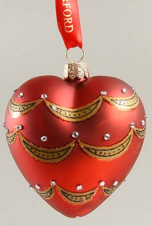 Holiday Heirloom Red and Gold Victorian Jeweled Heart - Boxed