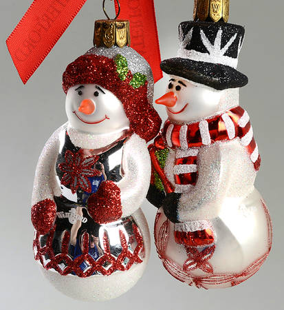 Holiday Heirlooms Ornaments Snowman Couple-Mini(Set Of 2) - Boxed