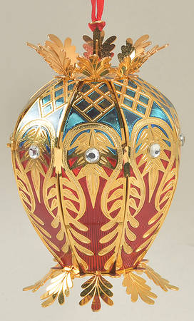 Brass and Enamel Ornaments Jeweled Royale Peacock Grande Egg - Boxed