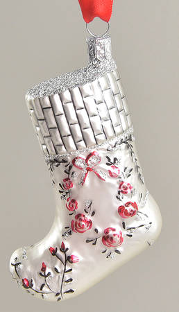 Holiday Heirloom Annual Stocking 1st Edition Stocking-White With Roses - With Box