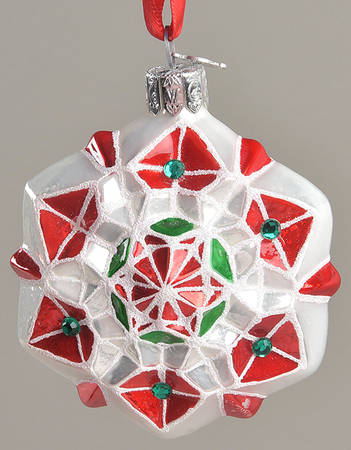 Red and Green with White, Silver Snowflake With Red & Green - No Box