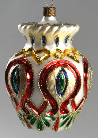 Multicolor Cut and Faceted Peacock Urn Vase - No Box