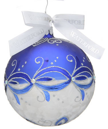 Blue and White Holiday Heirloom Swan Lace Ball - No Box