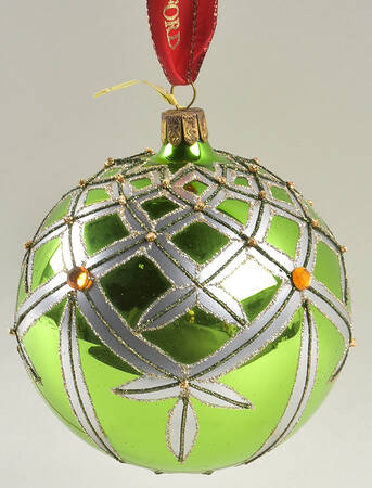 Green with Gold, Silver, White Chartreuse Lismore Ball - No Box