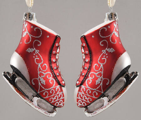 Holiday Heirloom-Red, White, Silver Ice Dancing Skates-Pair - No Box
