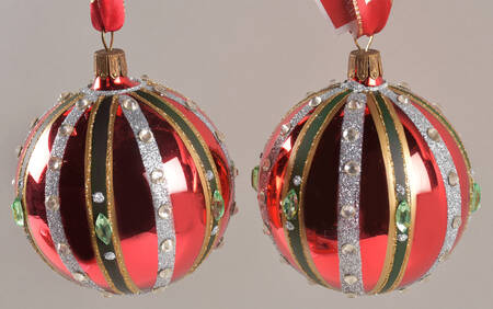 Holiday Heirloom Red, Green, Gold Ruby Ball (Set Of 2) - No Box