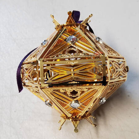 Brass and Enamel Ornaments Edwardian Diamond Top - With Box