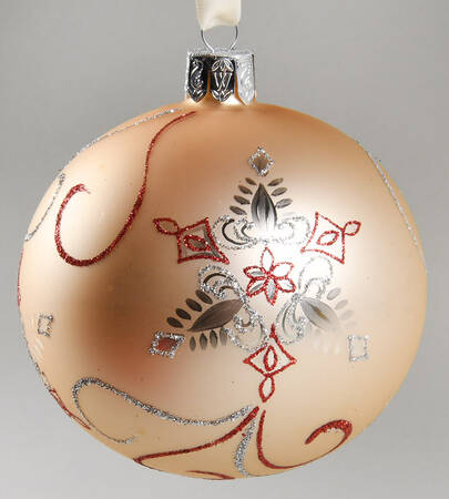 Holiday Heirloom Red and Gold Swirling Snowflake Ball - No Box