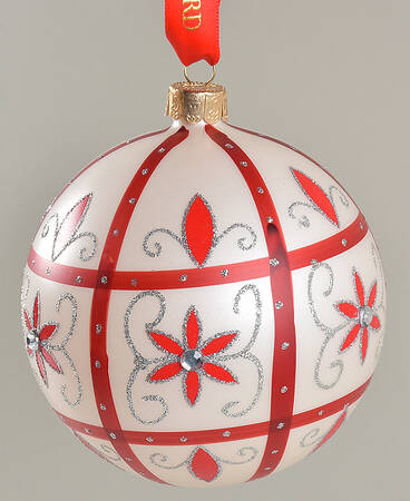 Holiday Heirloom-Red, White, Silver Holiday Lace Ball - Boxed