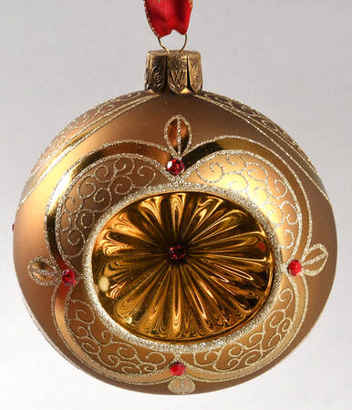 Holiday Heirloom Red and Gold Celtic Gold Ball With Reflector - No Box