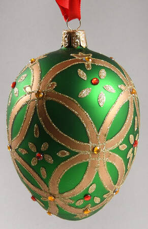 Green with Gold, Silver, White Fanciful Egg - Boxed by Waterford Crystal