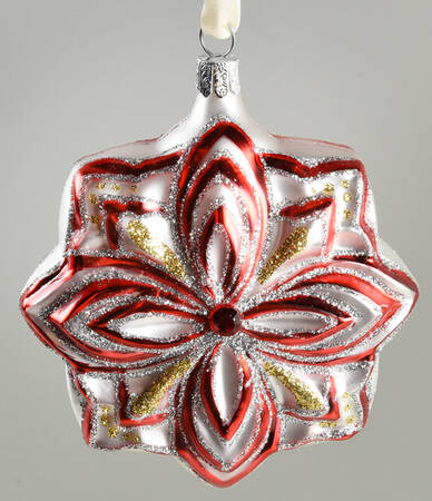 Holiday Heirloom-Red, White, Silver Victorian Snowflake - Boxed