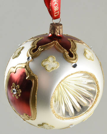 Holiday Heirloom Red and Gold Scarlet Panel Ball With Reflector - Boxed