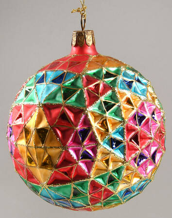 Multicolor Cut and Faceted Season's Faceted Ball - Boxed