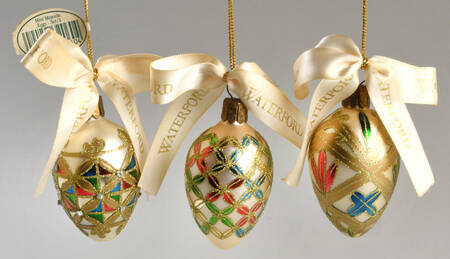 Multicolor on Champagne, White, Gold Mini Majestic Eggs (Set Of 3) - No Box