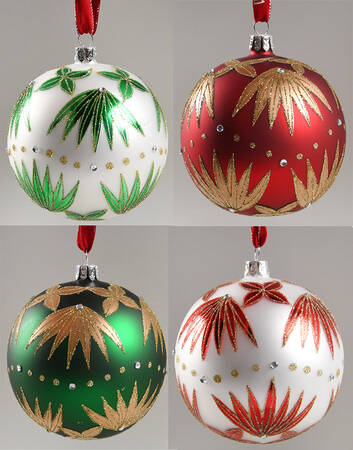 Holiday Heirloom Red, Green, Gold Star Of Wonder Ball(Set Of 4) - No Box