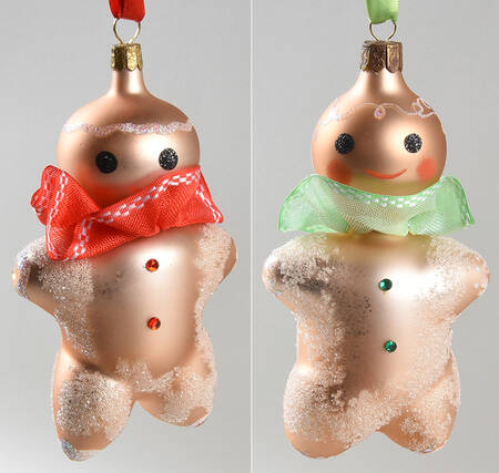 Holiday Heirlooms Ornaments Gingerbread Pair-Red,Green Neck Ruffles - Boxed