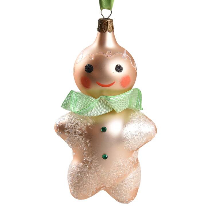 Holiday Heirlooms Ornaments Gingerbread-Green Neck Ruffle - No Box 57b