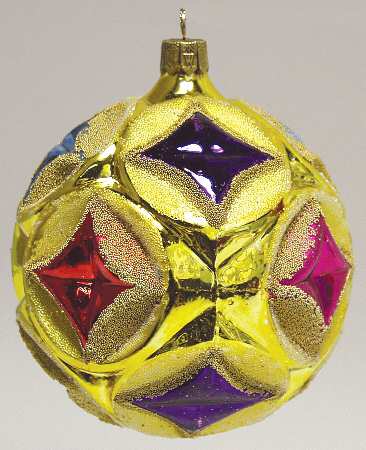 Multicolor Cut and Faceted Yellow Facet Ball - No Box