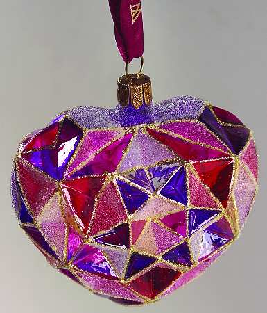 Multicolor Cut and Faceted Cashel Stained Glass Heart - Boxed