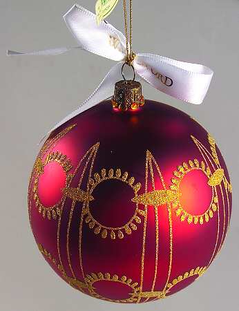Holiday Heirloom Red and Gold Grenville Accents Ball - Boxed by Waterford Crystal