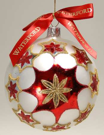 Holiday Heirloom Red and Gold Snowflake Ball - No Box