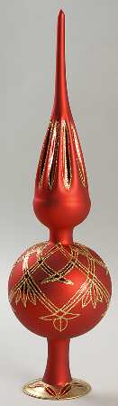 Tree Toppers-Blown Glass Ashbourne Red Velvet-Red,Gold - Boxed