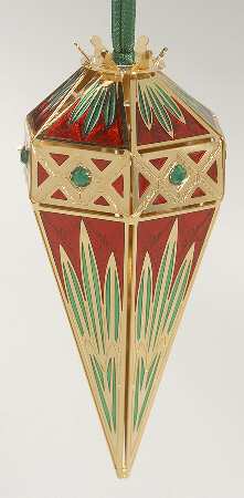 Brass and Enamel Ornaments Renaissance Ashbourne Cone-Red,Green - No Box