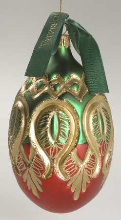 Holiday Heirloom Red, Green, Gold Peacock Grande Egg - No Box