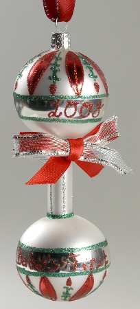Baby's 1st Christmas Baby Rattle-Red/Green-Dated 2008 - With Box 108