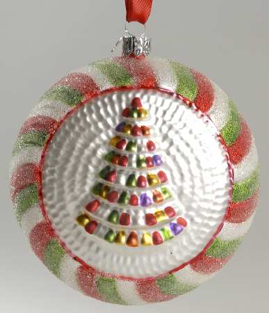 Red and Green with White, Silver Gumdrop Medallion - No Box