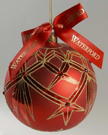 Holiday Heirloom Red and Gold Ashbourne Velvet Ball - No Box