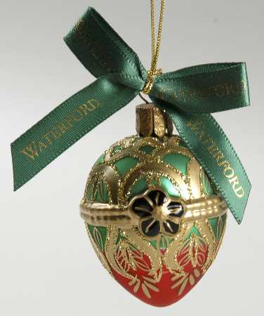 Holiday Heirloom Red, Green, Gold Peacock Grande Lismore-Egg - No Box