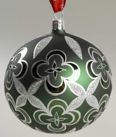 Green with Gold, Silver, White Shamrock Glimmer Ball - Boxed