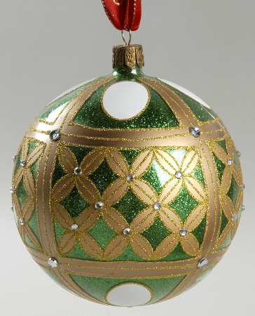 Green with Gold, Silver, White Colleen Ball - Boxed