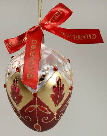 Holiday Heirloom Red and Gold Egg-Red,Gold,White - Boxed