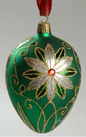 Green with Gold, Silver, White Traditional Emerald Egg - Boxed