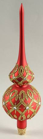 Tree Toppers-Blown Glass Ruby-Red And Gold - Boxed