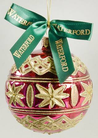 Holiday Heirloom Red and Gold Ruby Poinsettia Ball - With Box
