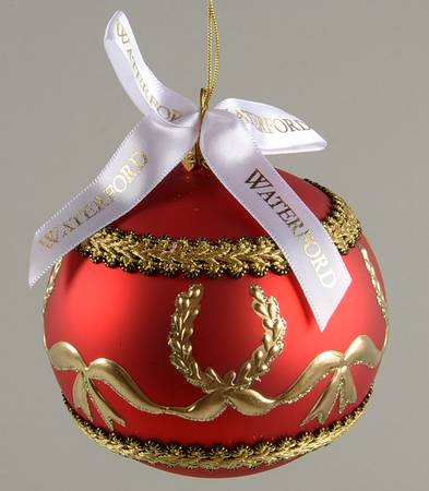 Holiday Heirloom Red and Gold Golden Ribbon Ball - Boxed