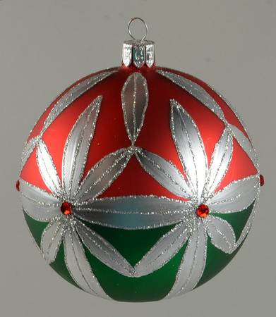 Red and Green with White, Silver Brilliant Balmoral Ball - Boxed