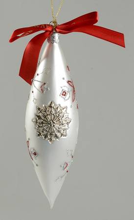 Holiday Heirloom-Red, White, Silver Crested Snowflake Spire - No Box