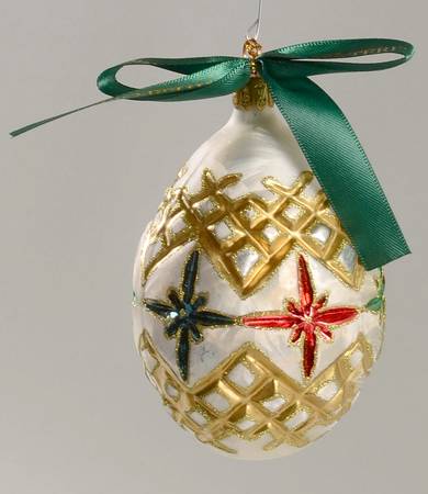 Multicolor Cut and Faceted Christmas Star Egg - Boxed