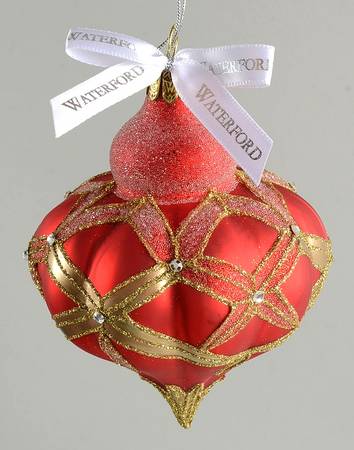 Holiday Heirloom Red and Gold Lismore Jeweled Ice Cream Cone - Boxed