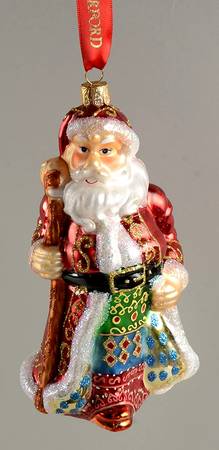 Holiday Heirloom Santa Ornaments Quilted Santa-Glitter Accents Only - Boxed